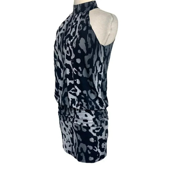 Fredericks of Hollywood XS  black & gray animal print halter‎ mini dress - Picture 5 of 8